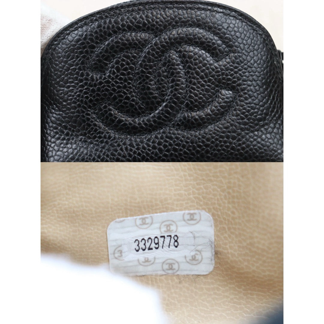 Very Good ( Rank A) ｜CHANEL Caviar Skin Mini Coin Case Purse Black Made in 1994-1996 Year｜25020617