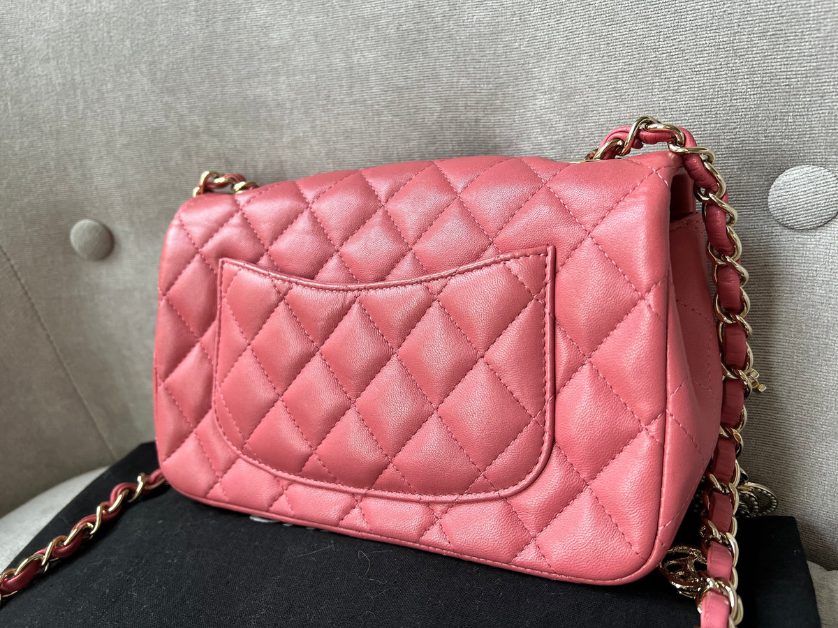 Chanel Mini Rectangular Classic Flap Valentines Day Edition in Pink Lambskin