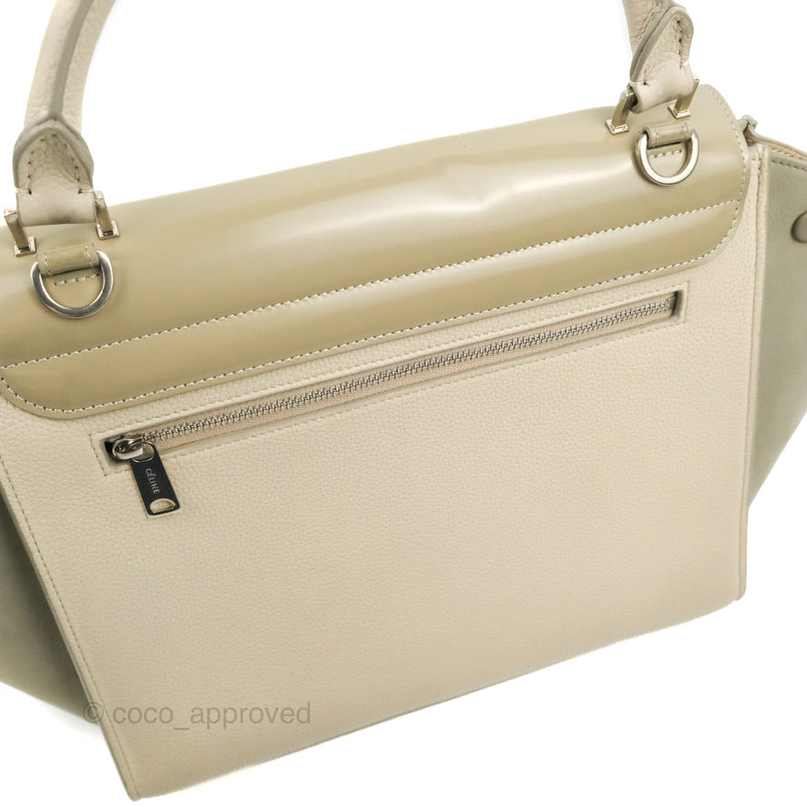 Celine Small Sleek Trapeze Beige Calfskin/Patent