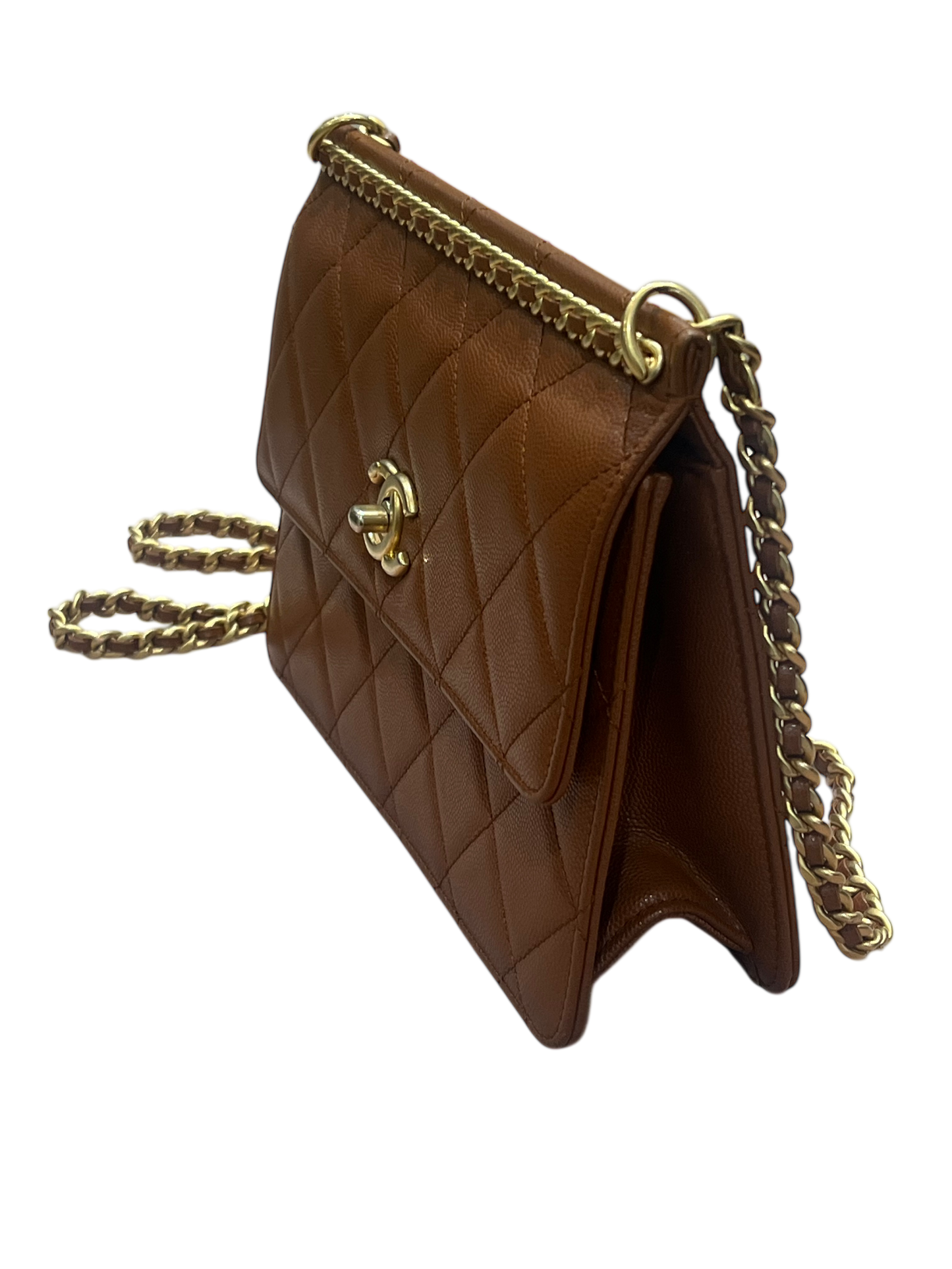 Chanel - sac à rabat cuir caviar caramel
