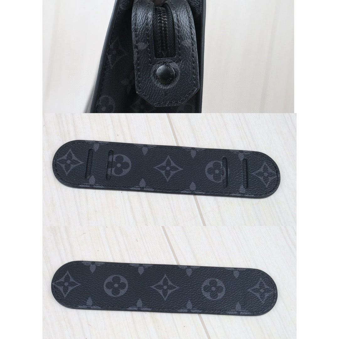 Rank AB｜ LV Monogram Eclipse Suckpura Horizontal Zip Business Bag Black｜Y24080204