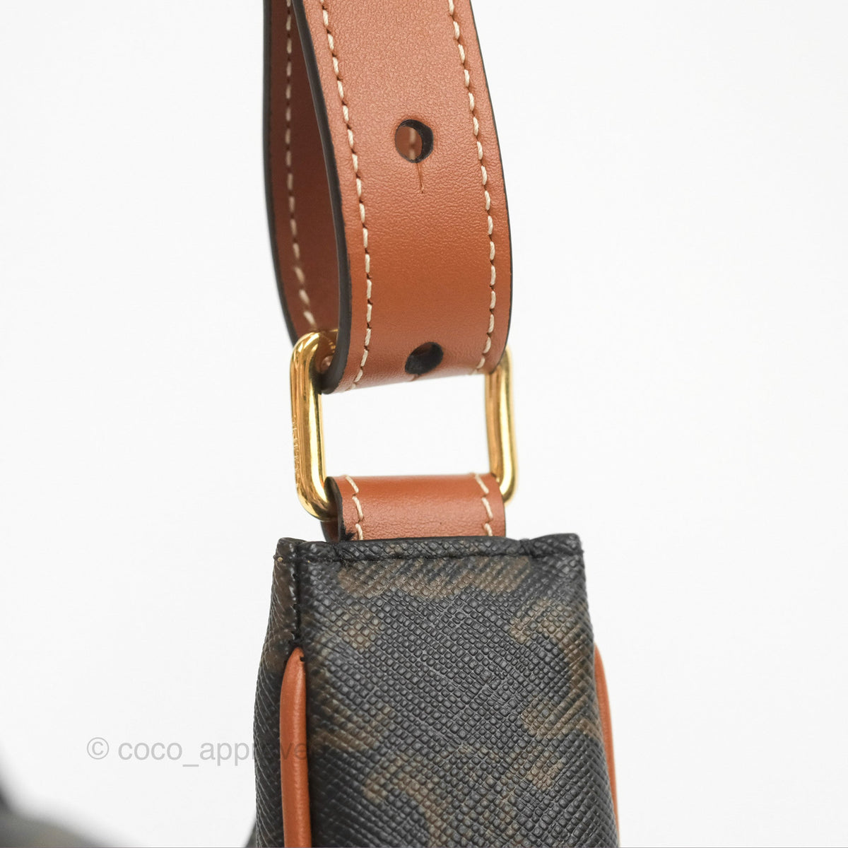 Celine Medium Ava Triomphe Bag Triomphe Canvas Tan Calfskin