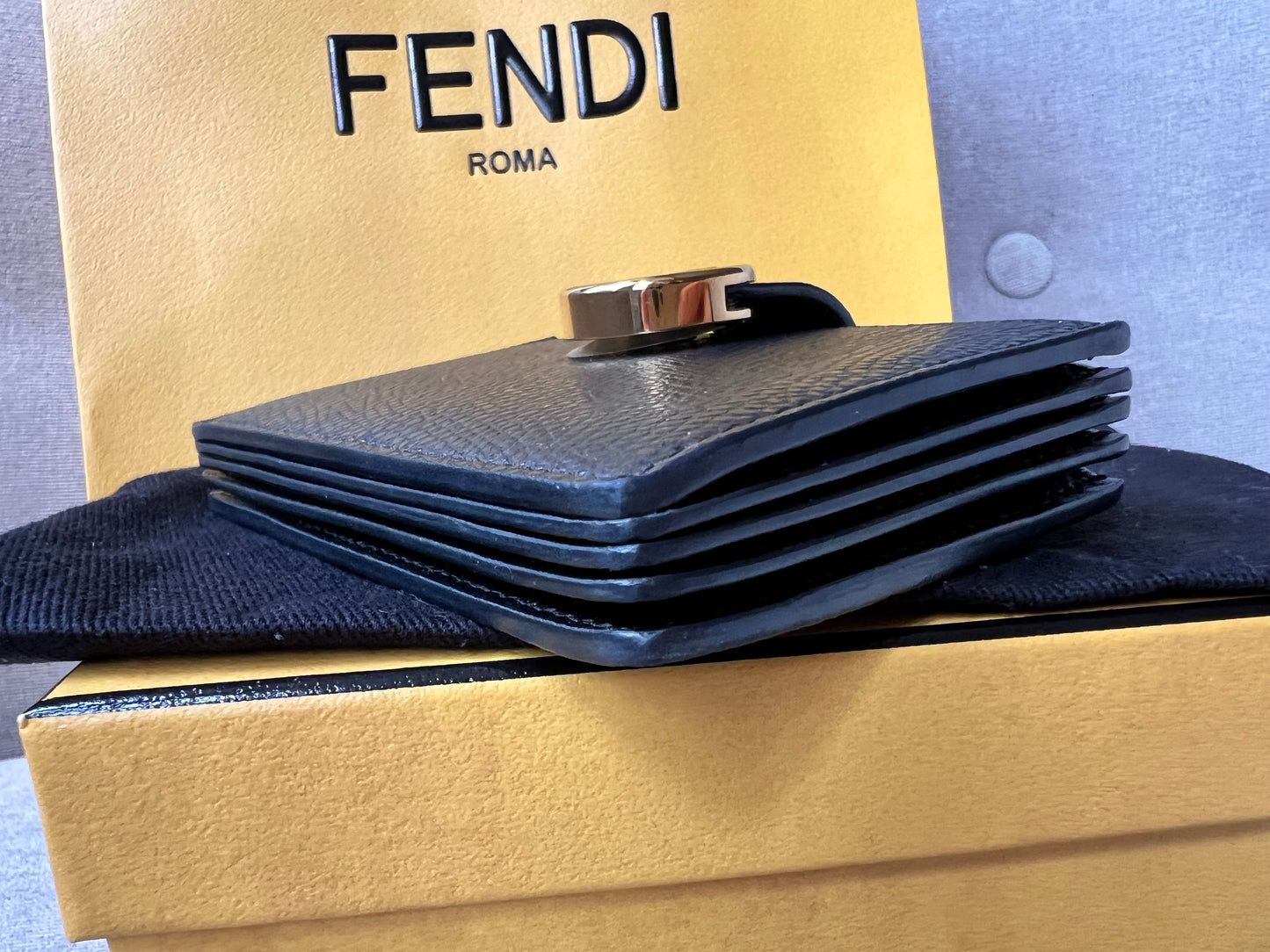 Fendi Black Gusseted Card Holder