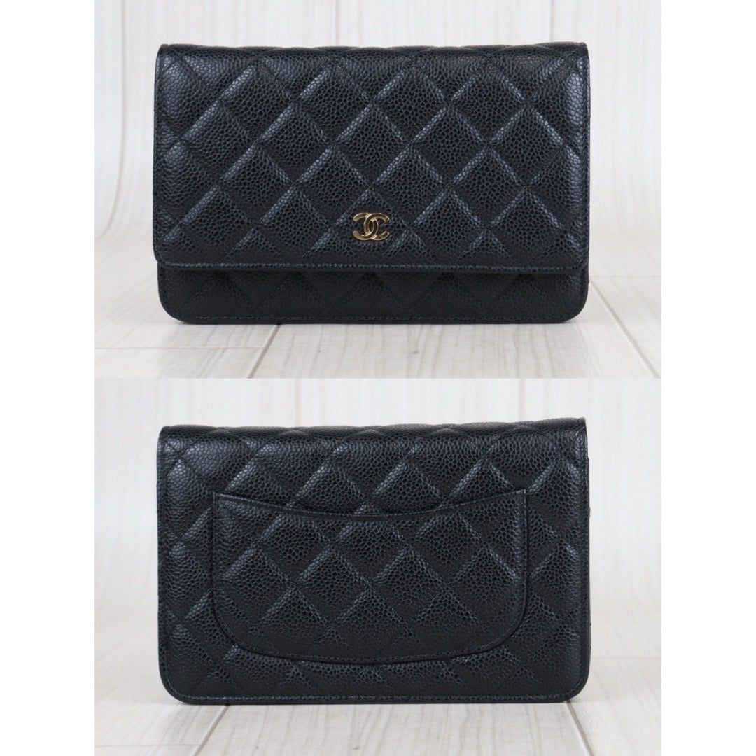 Rank SA｜ CHANEL Matelasse Caviar Skin Chain Wallet Black Gold Hardware Made In 2019 Year ｜23080308