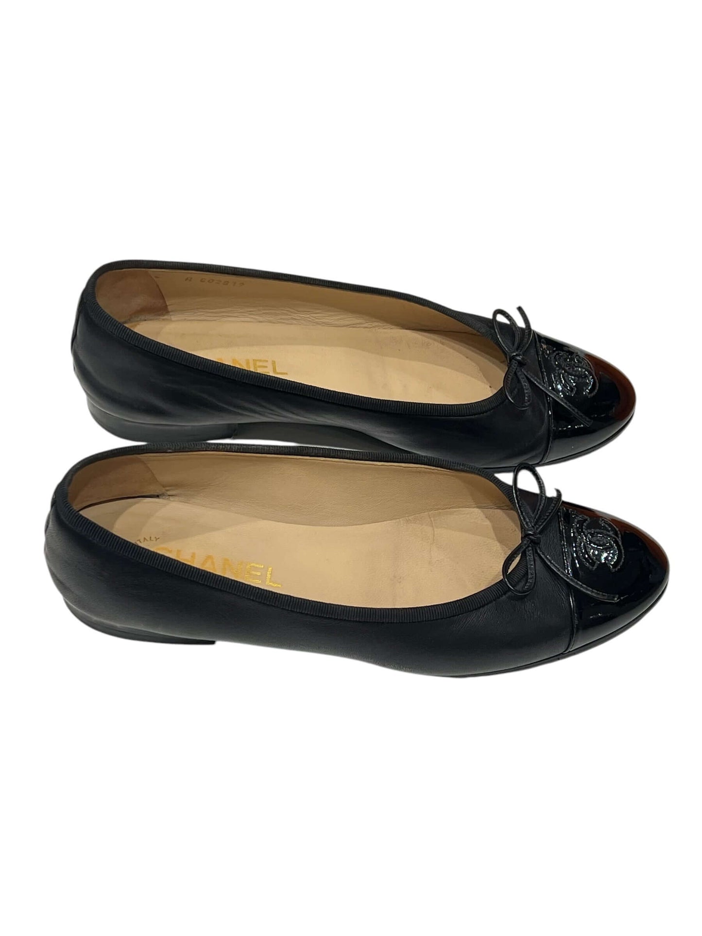 Chanel - ballerines cuir noir T39,5