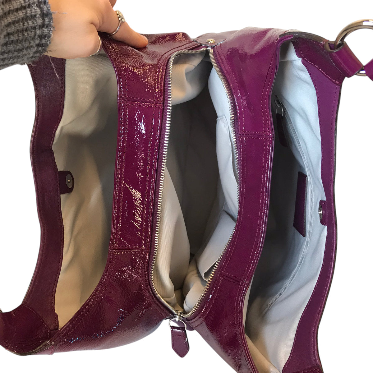 Handbag Designer By Coach In Purple, Size:Medium