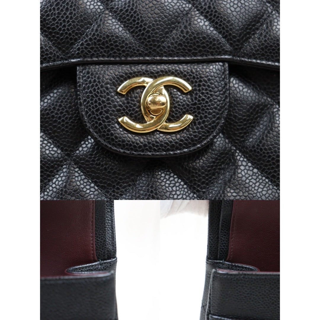 Rank A｜ CHANEL Caviar Skin Matrasse Double Flap 30 Shoulder Bag Black Made In 2015-2016Year  ｜S24061702