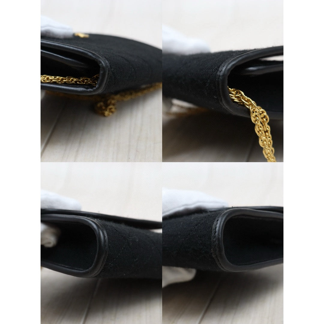 Very Good ( Rank A)｜ CHANEL Mini Coco Mark Matrasse Canvas Chain Shoulder Bag Black｜25032704