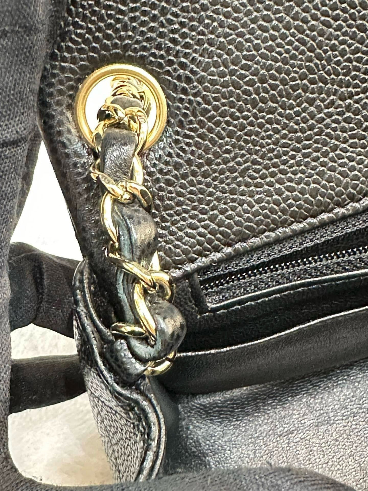 Chanel Mini Square Caviar Flap Bag Black GHW 25 holo card (Chain short than usual)