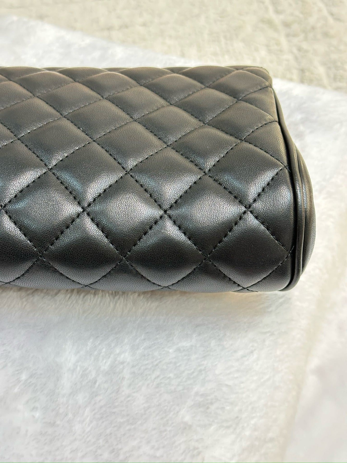 Chanel Lambskin Quilted Fold Up Again Clutch Black