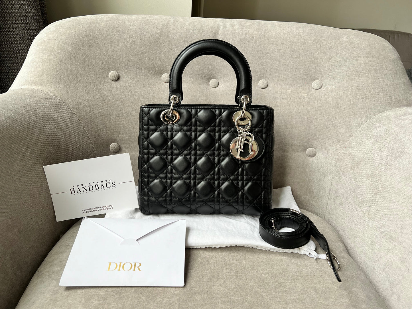 Christian Dior Medium Lady Dior in Black Cannage Lambskin