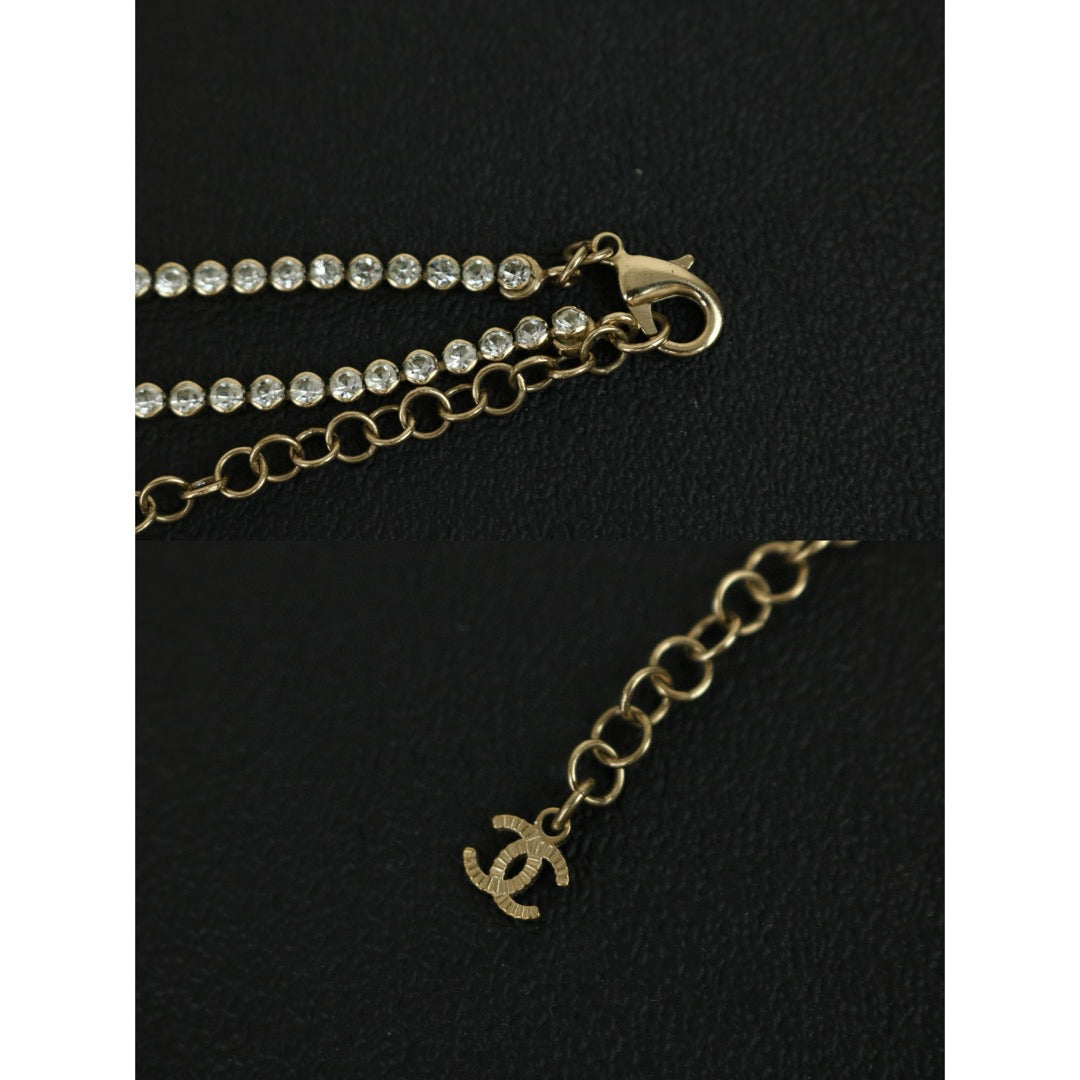 Very Good ( Rank A)｜ CHANEL Crystal Charm 5 Perfume Bottle Gold Chain Chocker Necklace｜F25012311