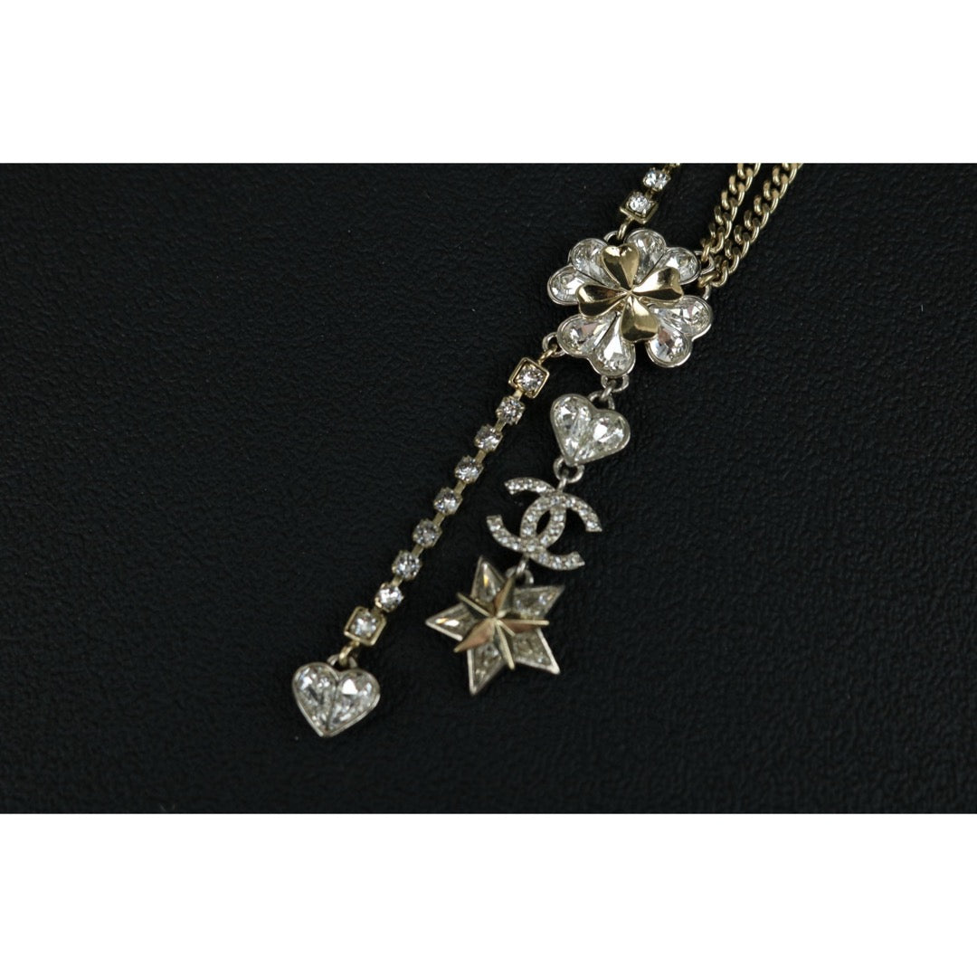 Excellent（Rank SA）｜ CHANEL Coco Mark Four leaf clover Rhinestone Necklace｜X25030108