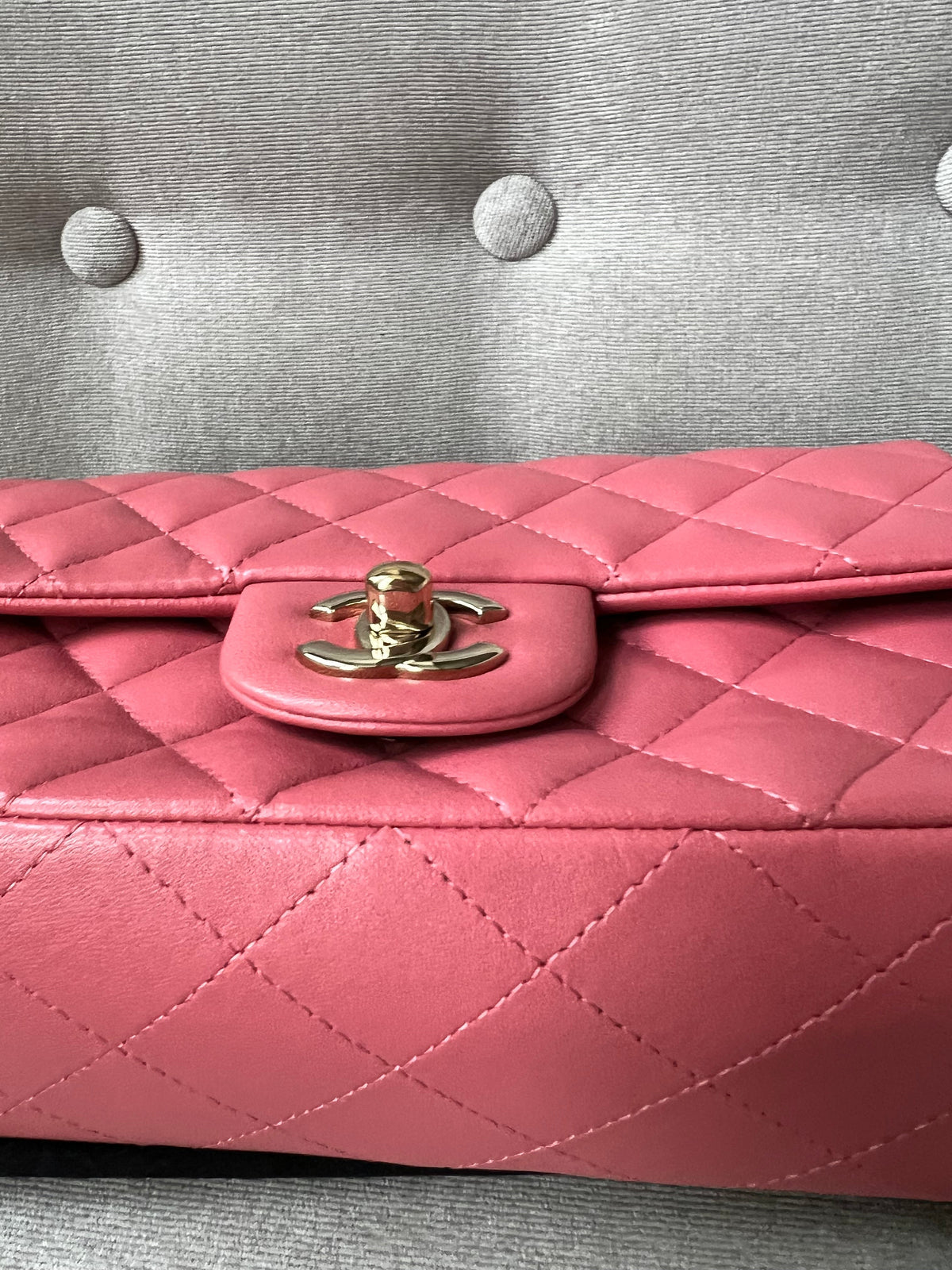 Chanel Mini Rectangular Classic Flap Valentines Day Edition in Pink Lambskin