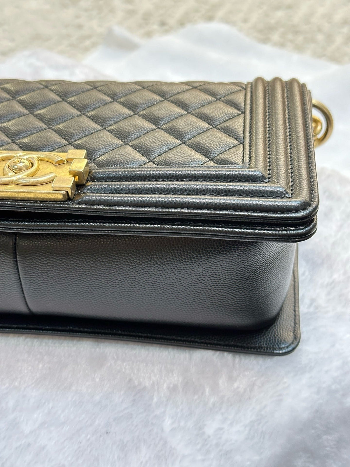 Chanel Medium Caviar Boy Bag Black GHW 27 holo card
