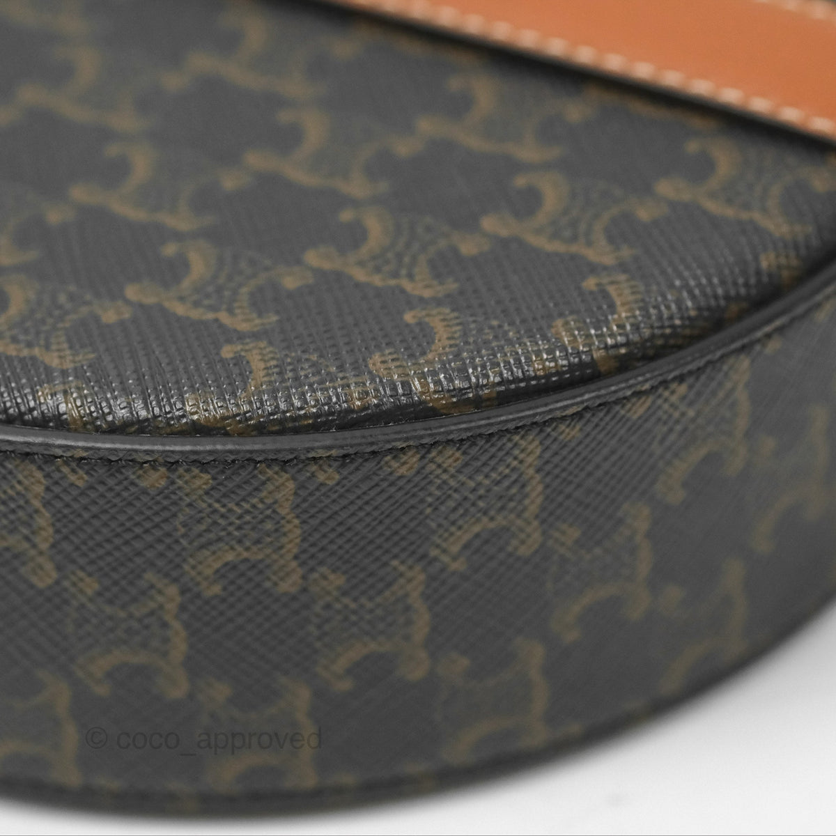 Celine Round Purse on Strap Triomphe Canvas Tan