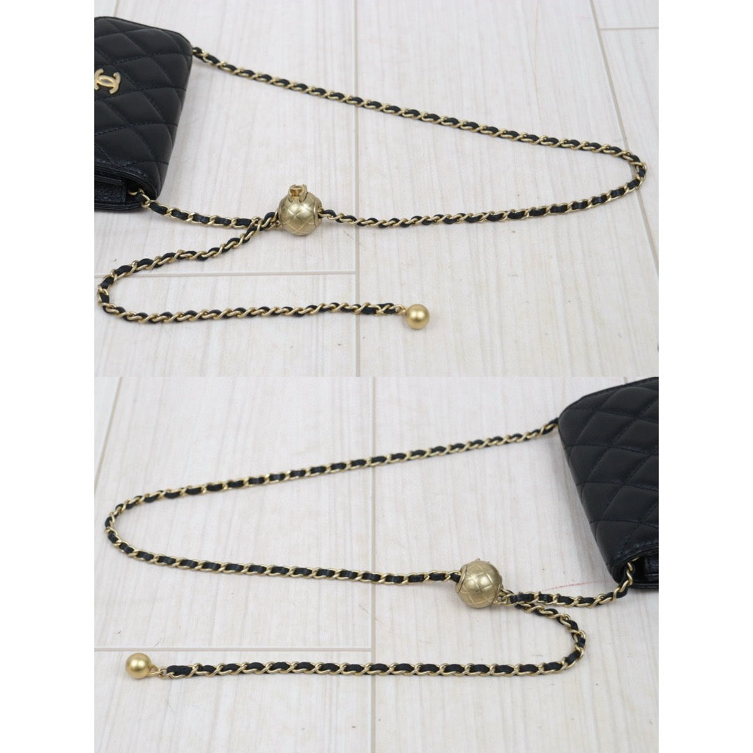 Excellent（Rank SA）｜ CHANEL Lambskin Leather Matrasse Chain mini Bag Made In 2020～2021Year｜H25022411