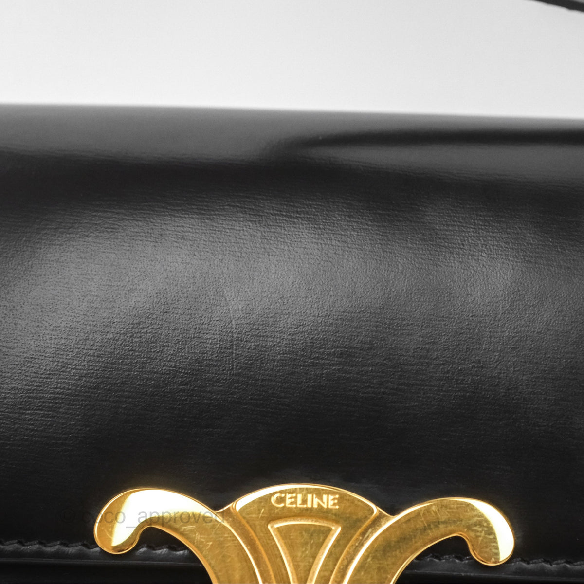 Celine Triomphe Shoulder Bag Black Calfskin