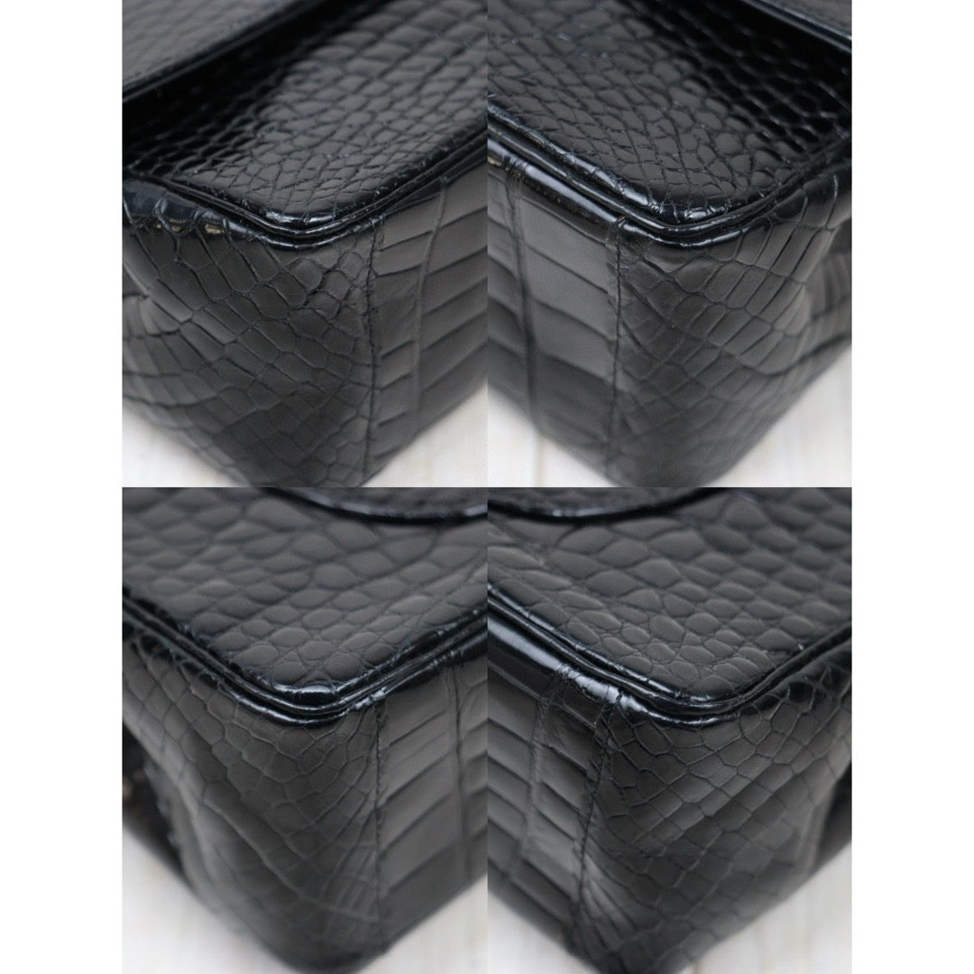 Very Good ( Rank A)｜ CHANEL Crocodile Skin Double Flap 26 Shoulder Bag Black ｜24121924