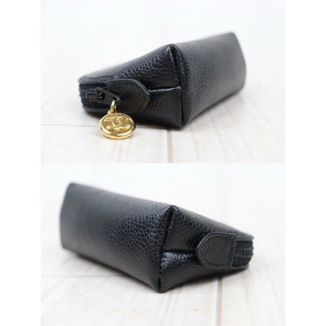 Very Good ( Rank A) ｜CHANEL Caviar Skin Mini Coin Case Purse Black Made in 1994-1996 Year｜25020617