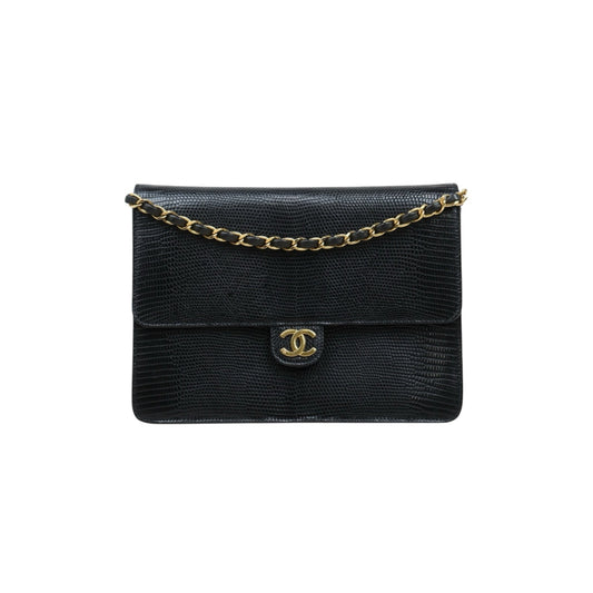 Very Good ( Rank A)｜ CHANEL  Lizard Skin Chain CF 25 Shoulder Bag Made in 1986-1988 Year ｜Y25051901