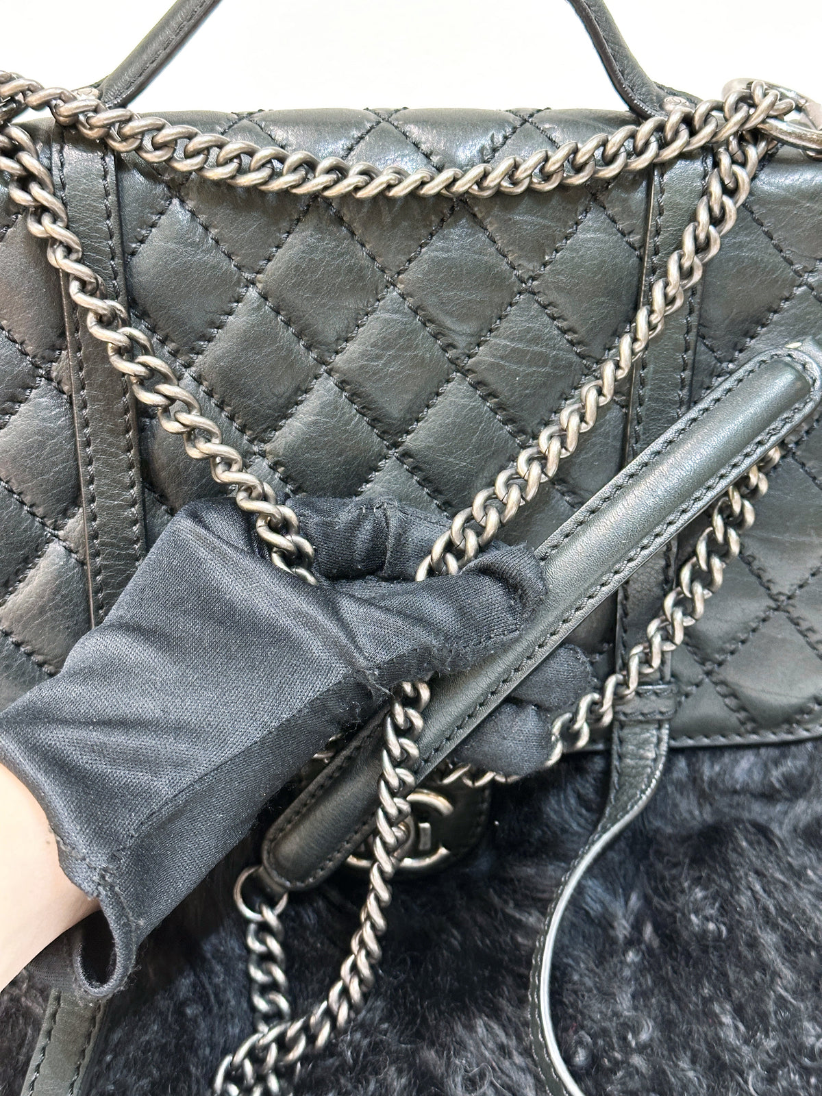 Chanel Paris-Dallas Double Flap Bag Quilted Calfskin and Fur Large