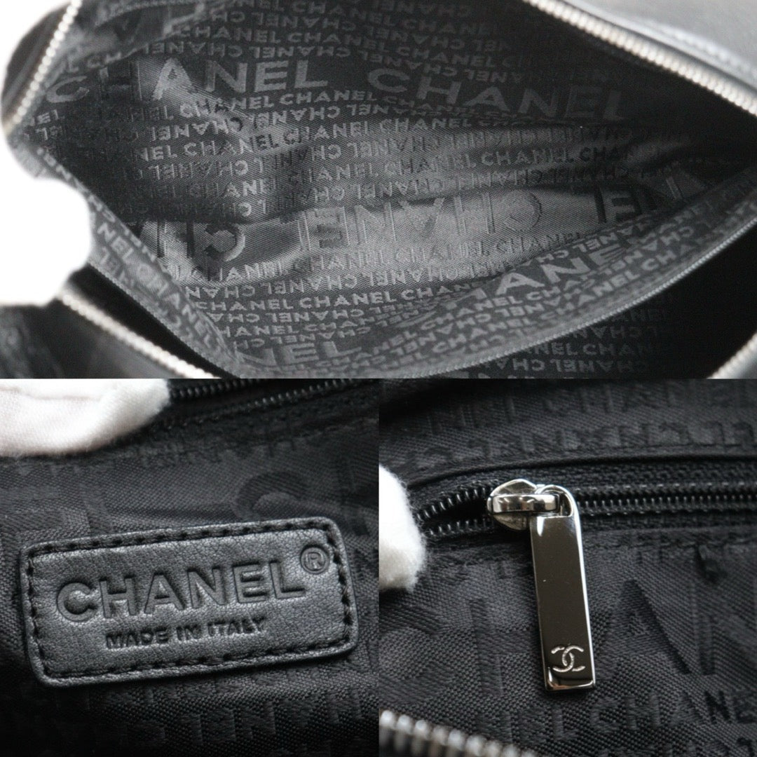 Very Good ( Rank A)｜ CHANEL Calfskin Choco Bar Handbag Black Made in 2003-2004 Year｜P25062706