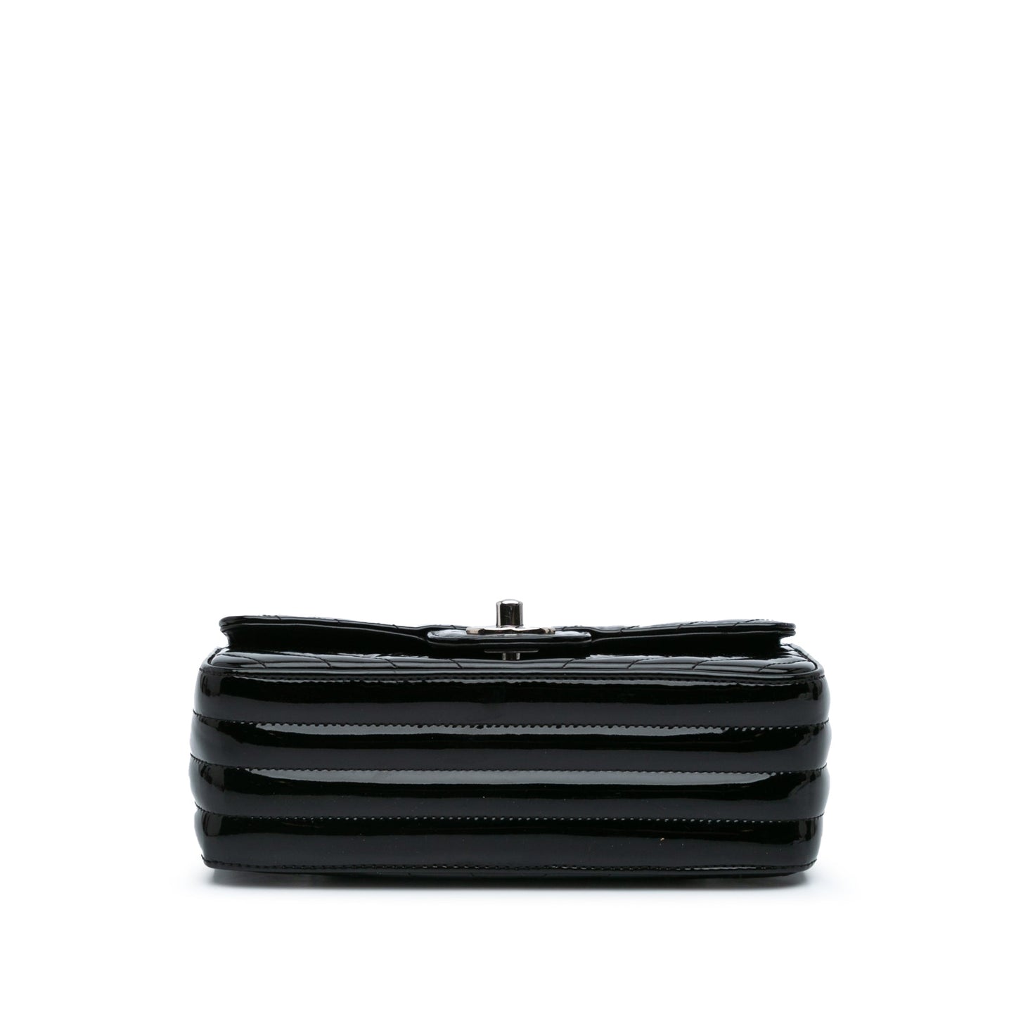 Black Chanel Mini Rectangular Classic Chevron Patent Single Flap Crossbody Bag