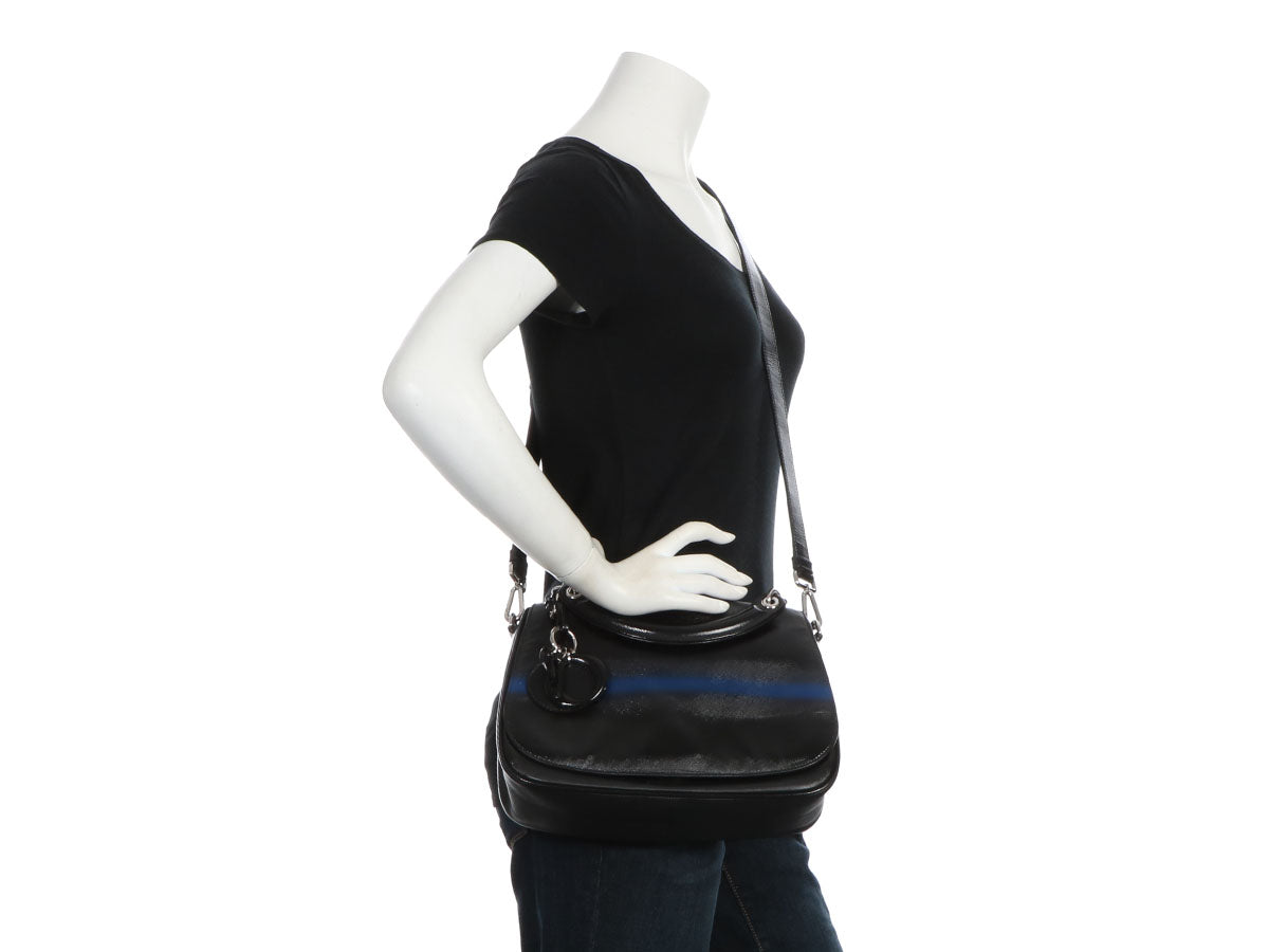 Dior’s Black and Blue Grained Leather Dune Bag