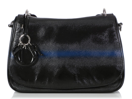 Dior’s Black and Blue Grained Leather Dune Bag