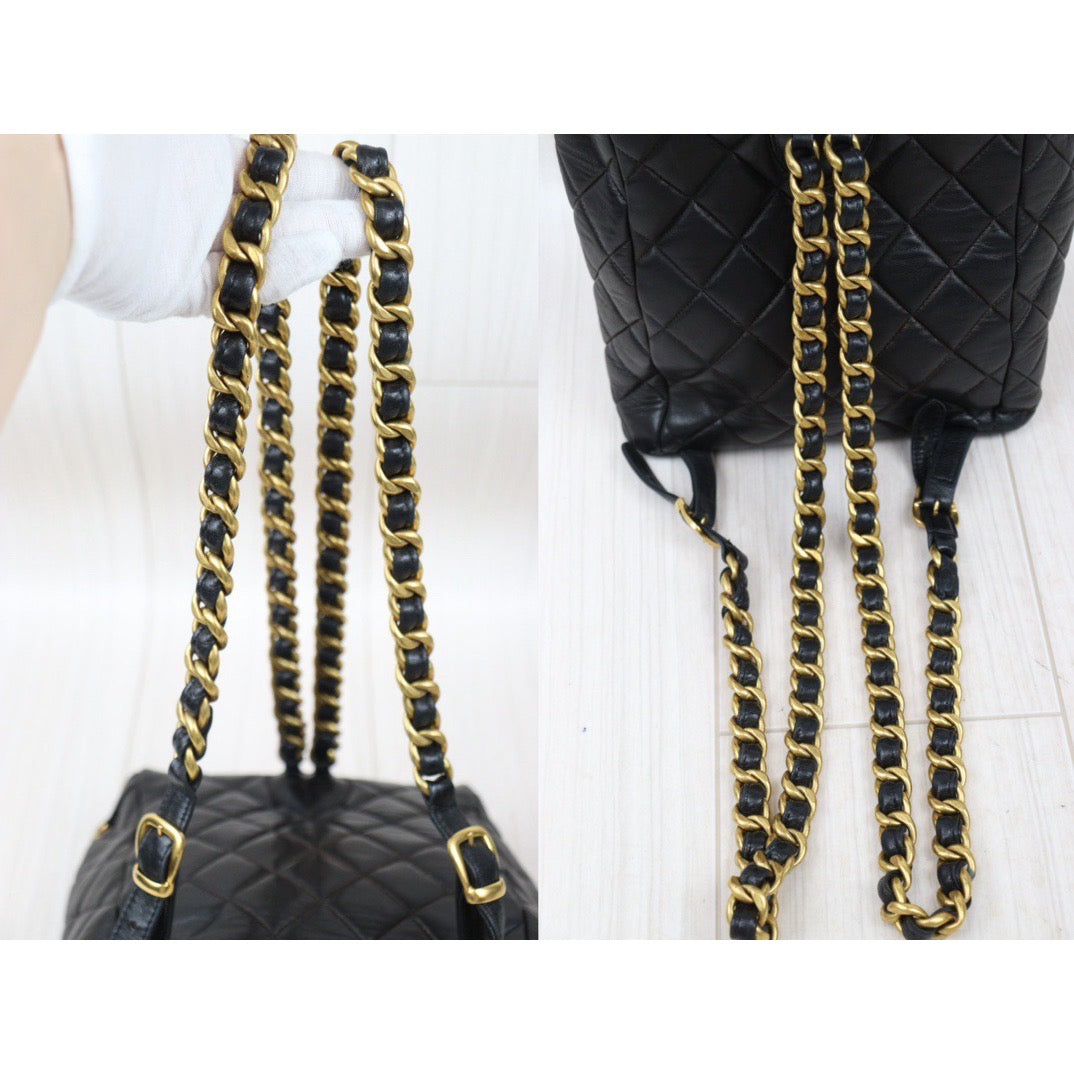 Good ( Rank AB)｜CHANEL  Lamb Skin Duma Backpack  Black Made in 1996-1997 Year｜P24061128