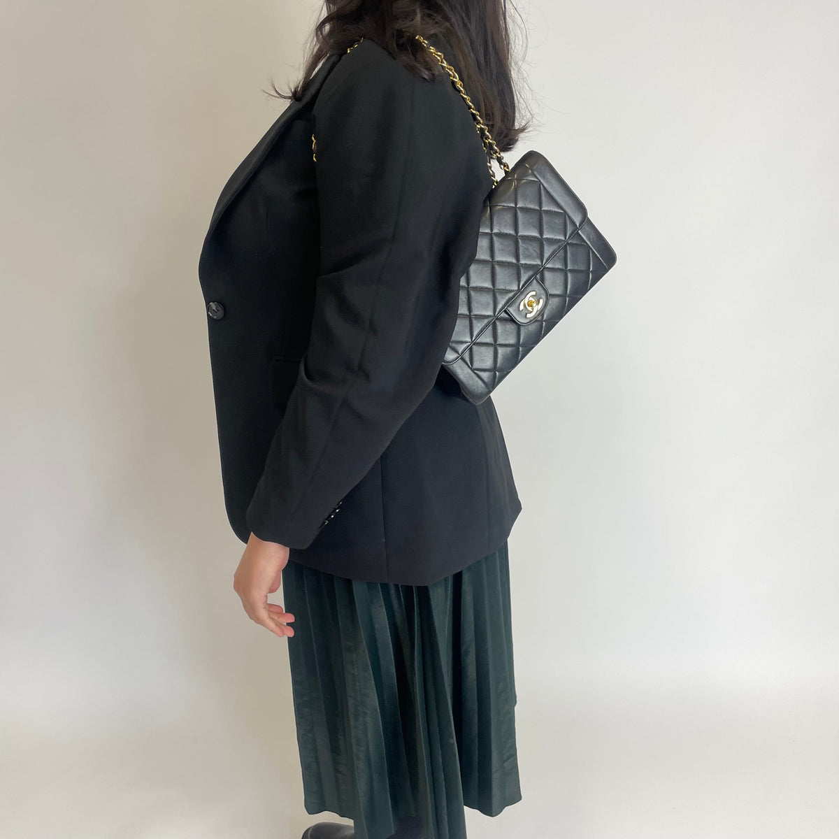 Chanel Vintage Lambskin Border Flap Diana 3 Series