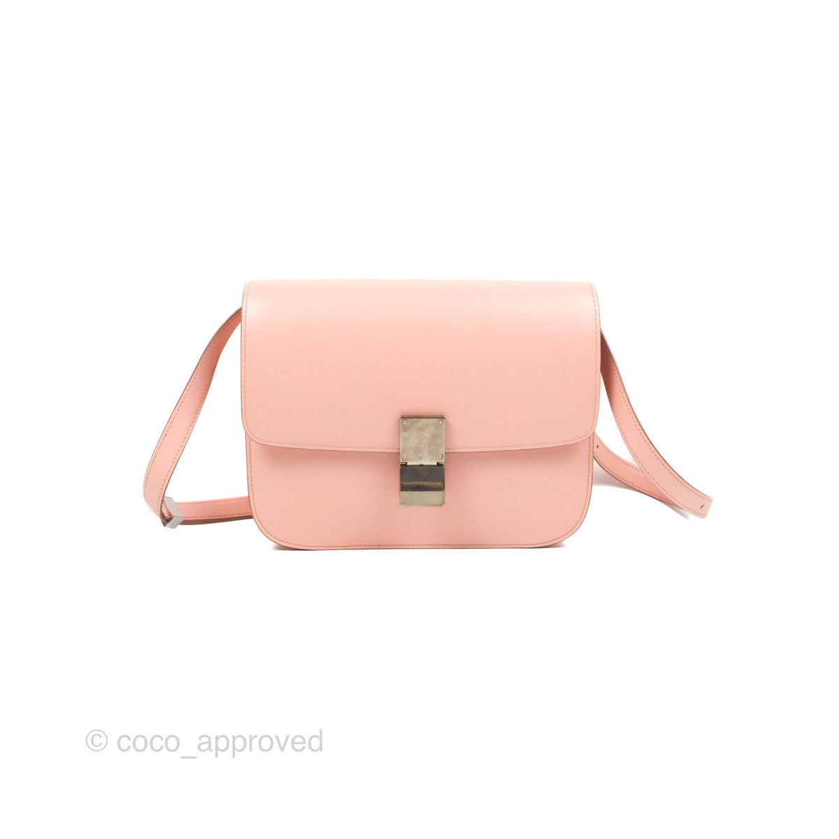 Celine Medium Classic Box Flap Light Pink Box Calfskin Silver Hardware