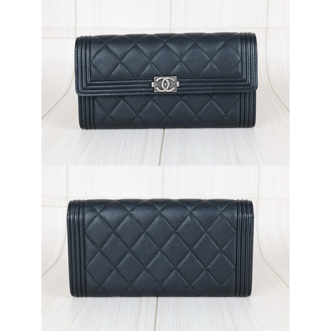 Very Good ( Rank A) ｜CHANEL Leboy Caviar Skin Black Long Wallet Made In 2016-2017 Year｜S25030708