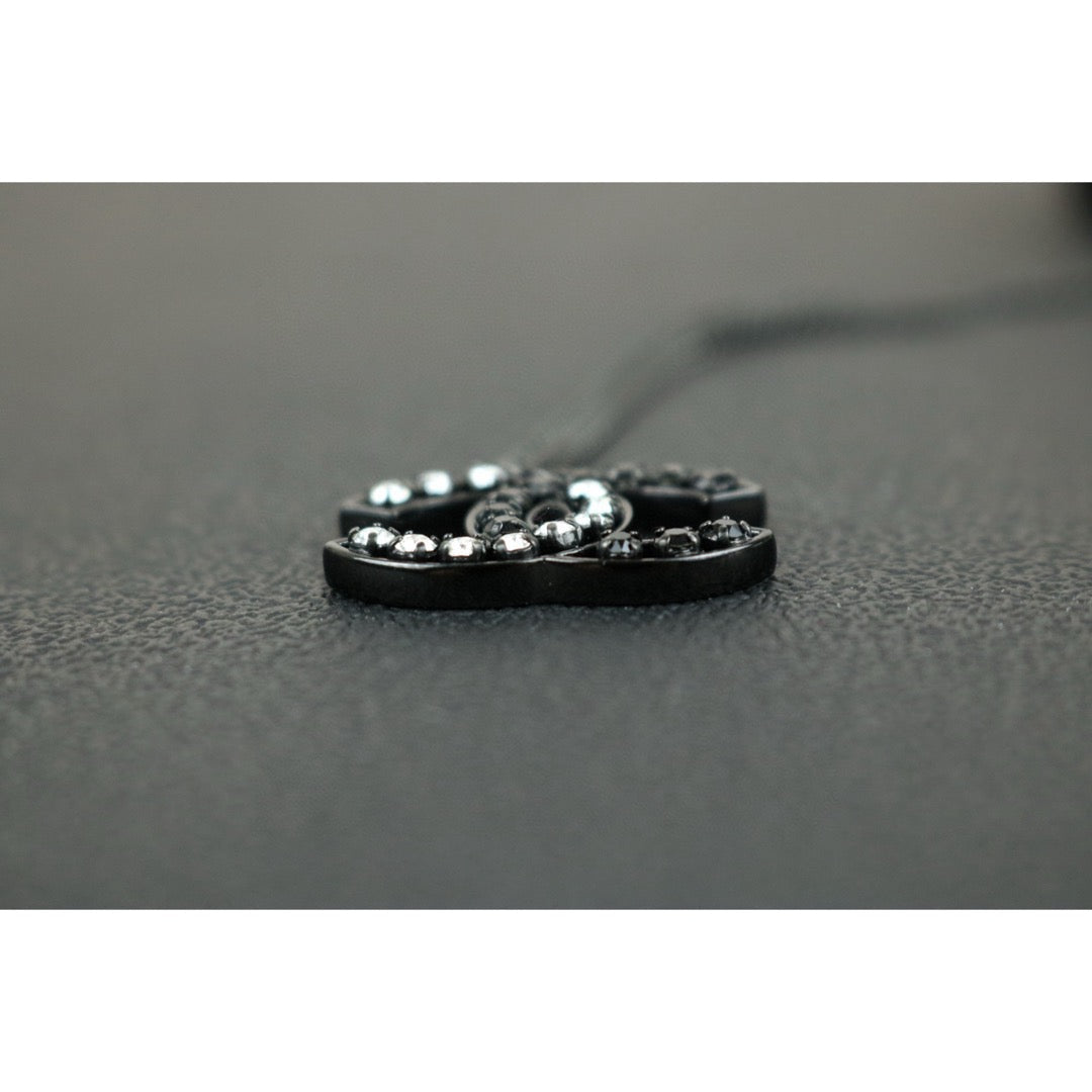 Very Good ( Rank A) ｜CHANEL COCO Mark  Black and White Rhinestone  Necklace Black｜F25022008