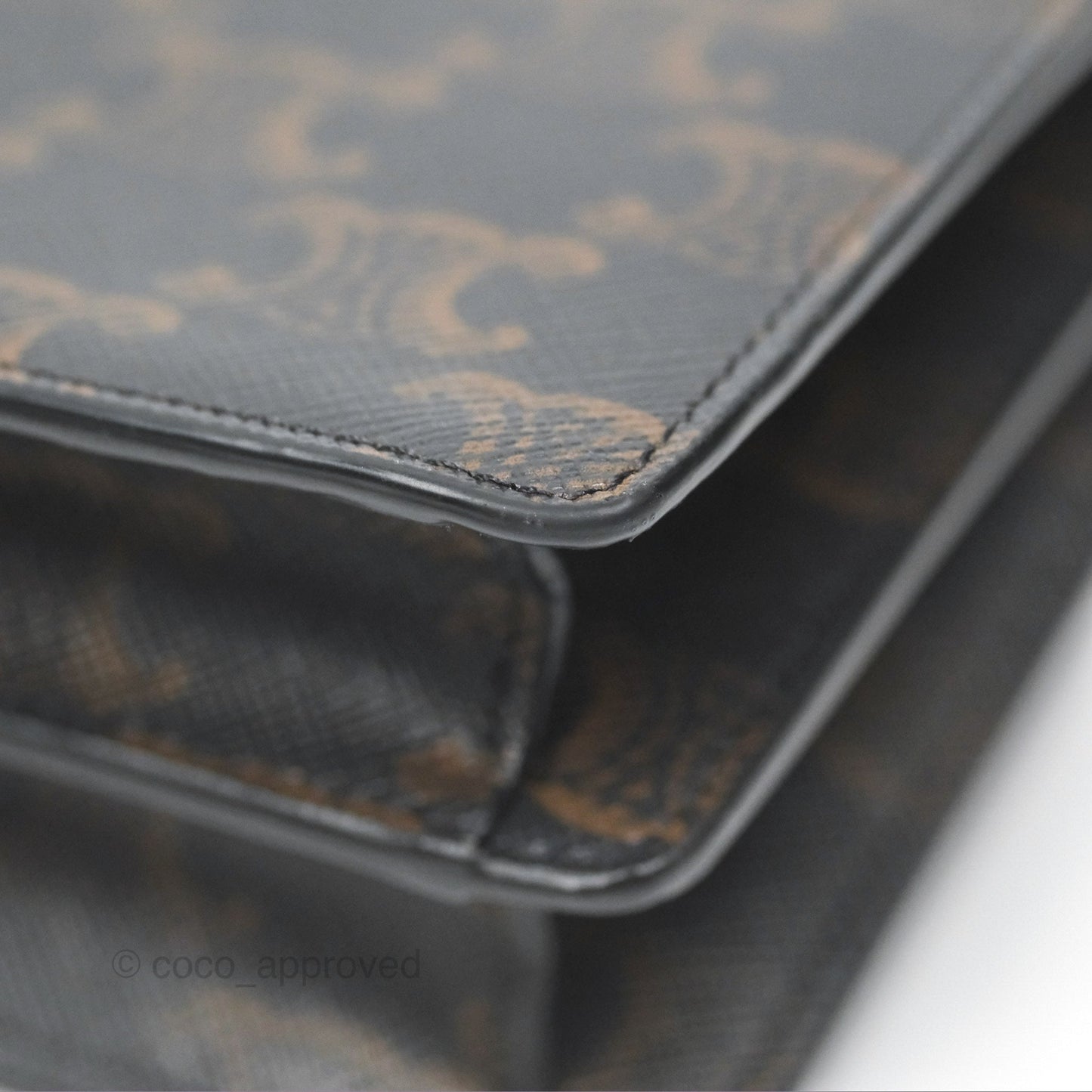 Celine Wallet On Strap Triomphe Canvas Tan Lambskin