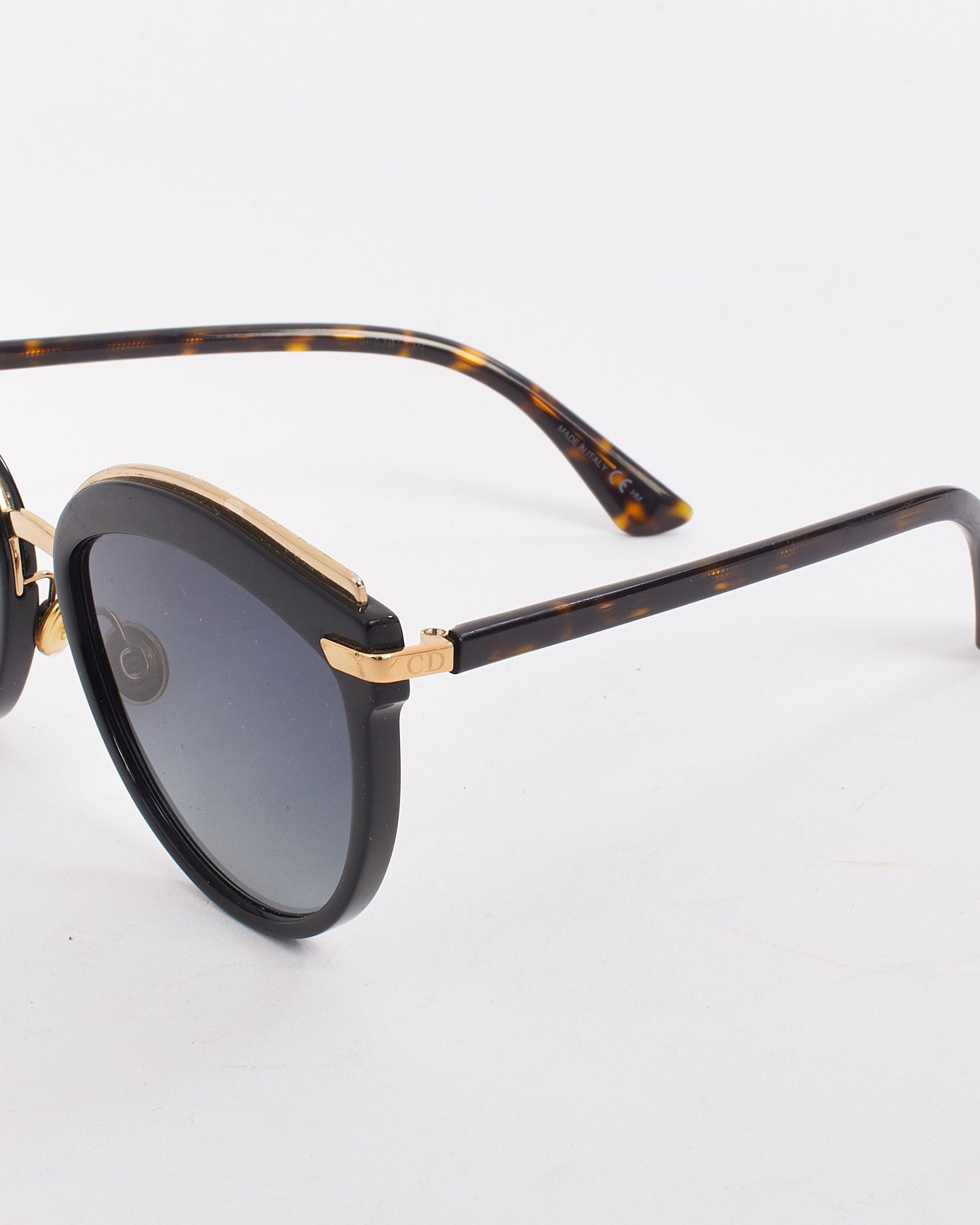 Dior Black/Gold/Tortoise WR 786 Cat Eye Sunglasses