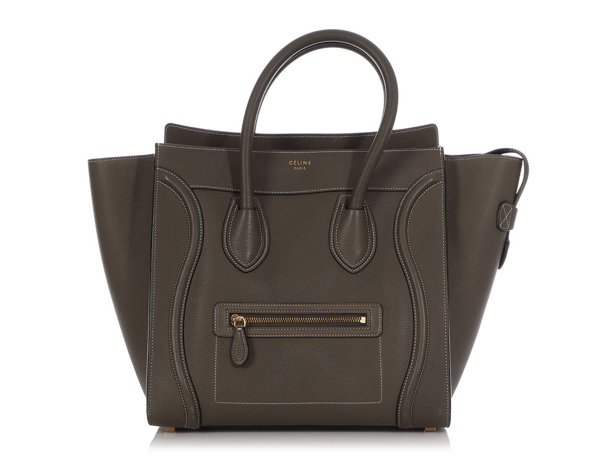 Céline Stone Baby Drummed Calfskin Mini Luggage