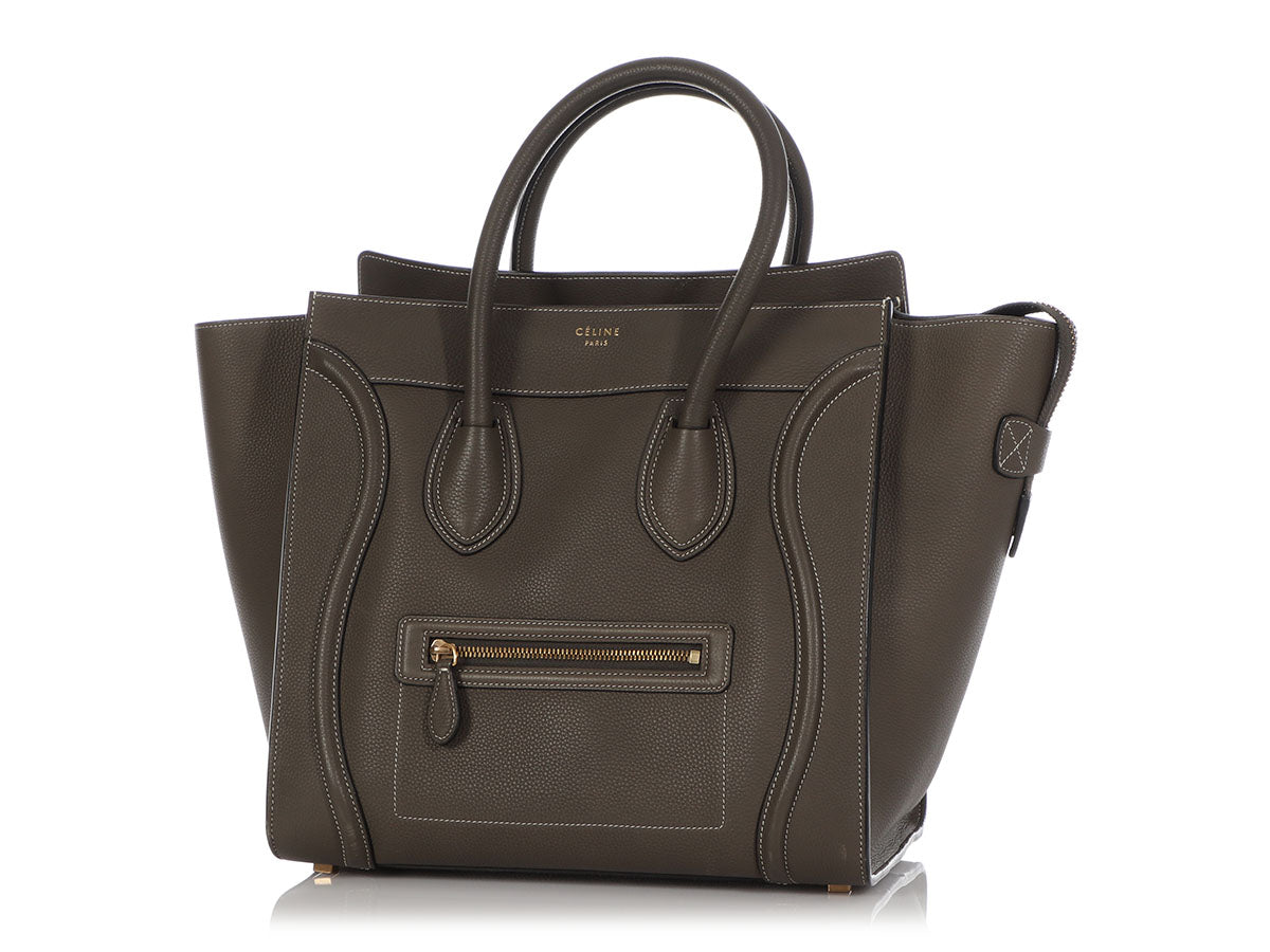 Céline Stone Baby Drummed Calfskin Mini Luggage