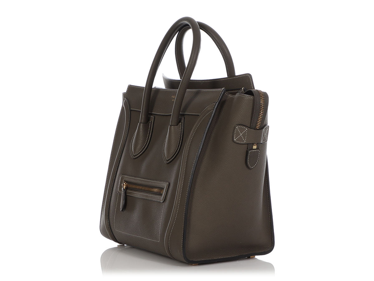 Céline Stone Baby Drummed Calfskin Mini Luggage