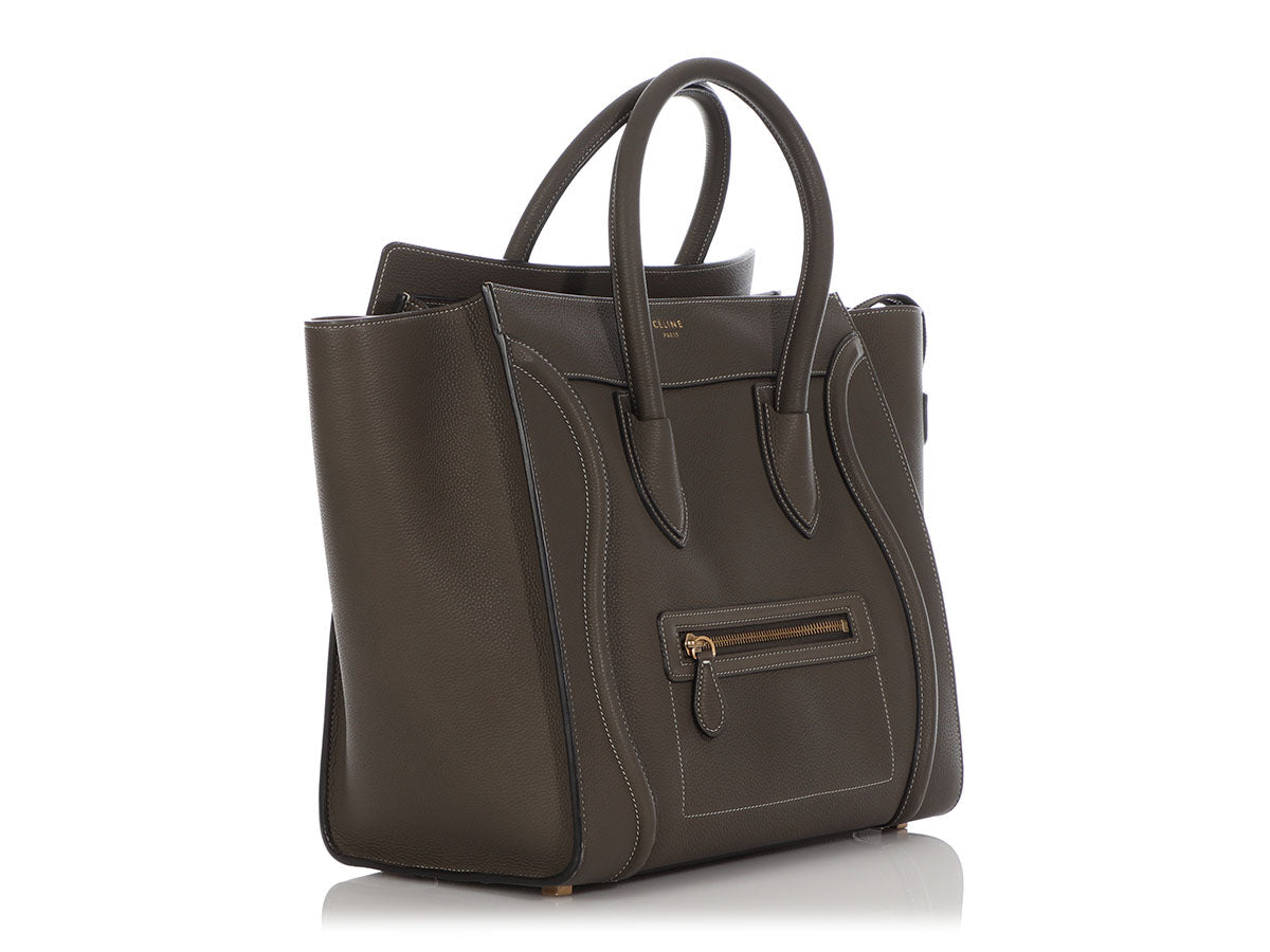 Céline Stone Baby Drummed Calfskin Mini Luggage