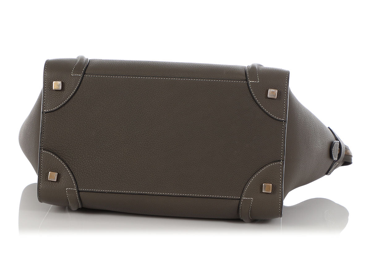 Céline Stone Baby Drummed Calfskin Mini Luggage