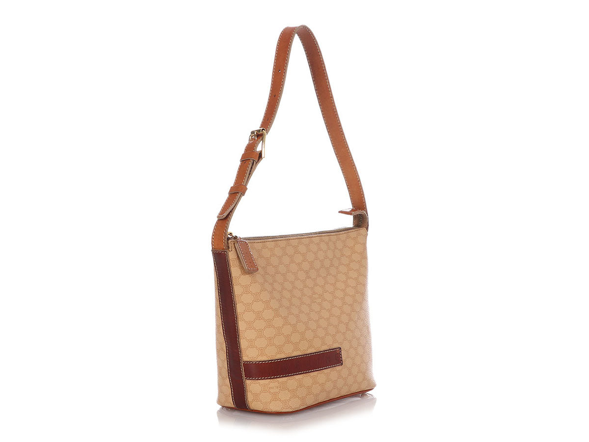 Céline Vintage Beige Triomphe Canvas Shoulder Bag
