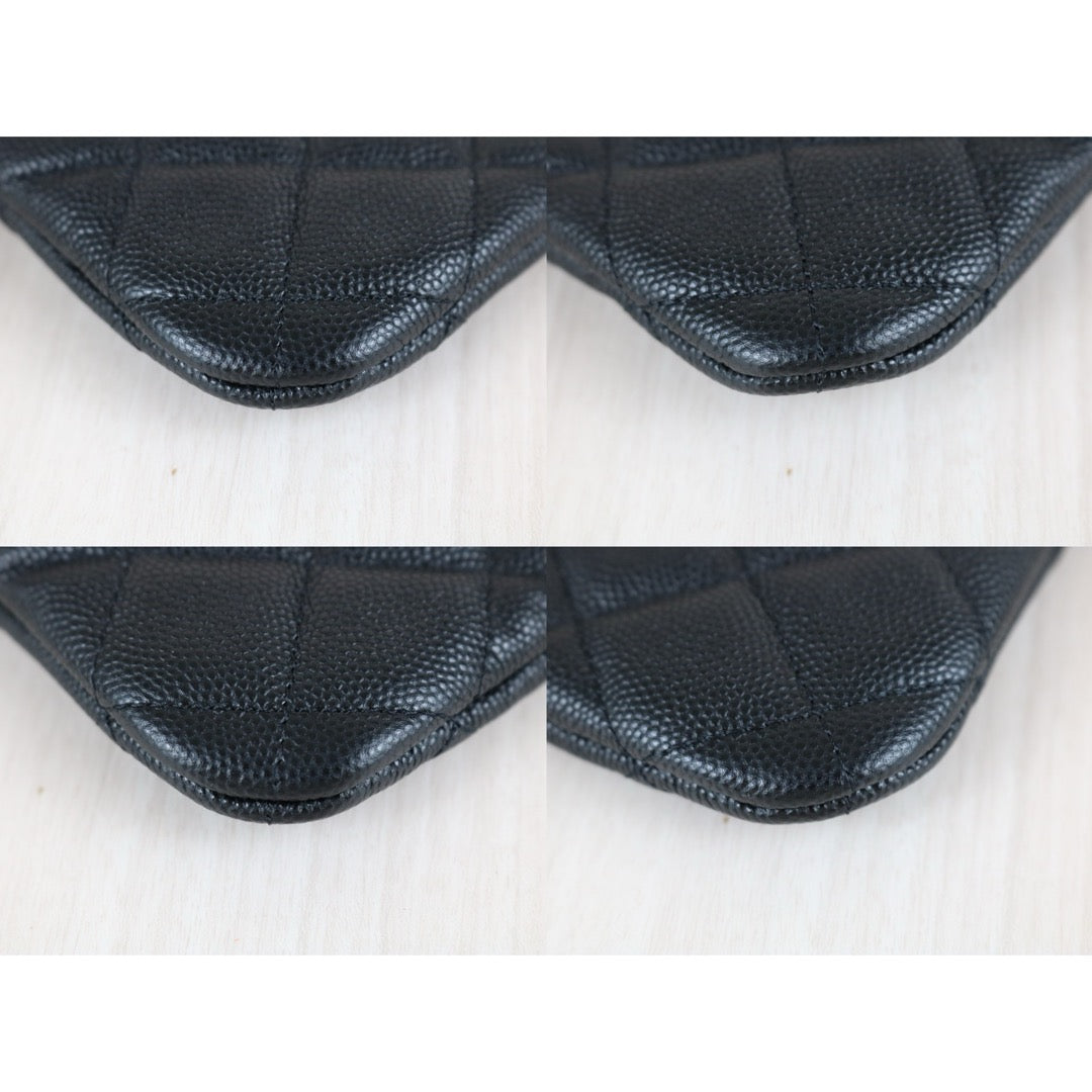 Excellent（Rank SA）｜CHANEL Caviar Skin Calf Leather Card Holder Black IC Chips Model｜X25062321