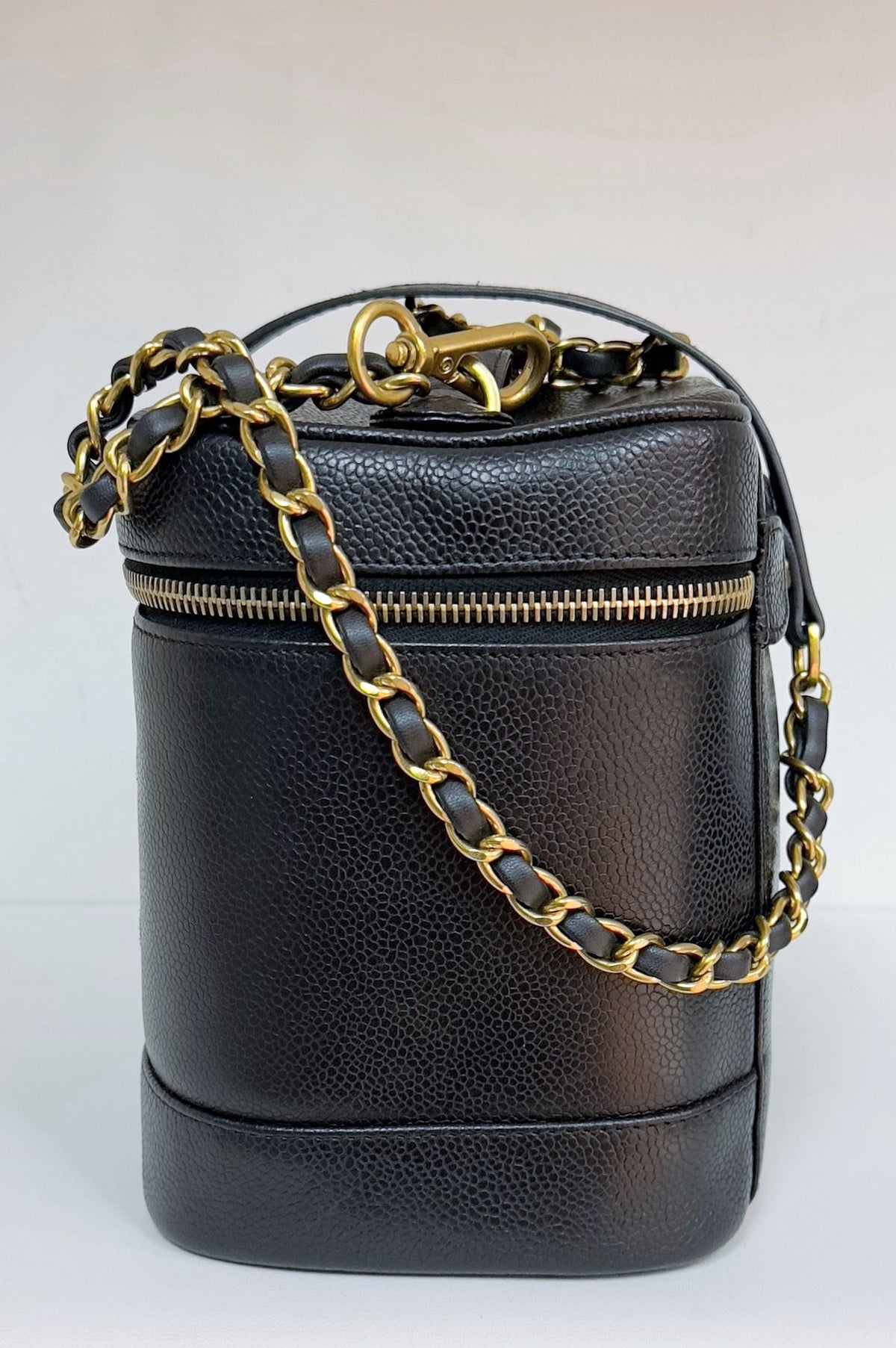Chanel Vintage Vanity Case Black Caviar GHW 2 holo card