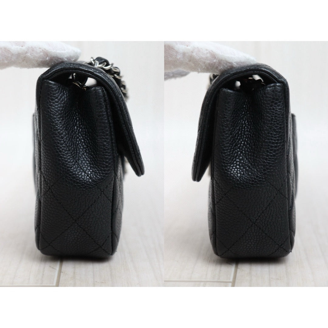 Good ( Rank AB)｜ CHANEL Caviar Skin Matrasse Single Flap 25 Shoulder Bag Black Made In 2006-2008 Year  ｜V25021909