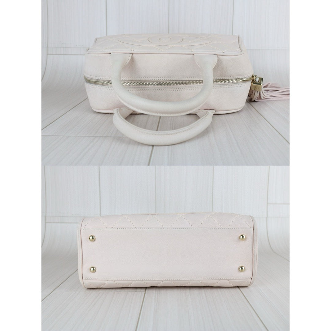Good ( Rank AB)｜ CHANEL  Caviar Skin Leather Calf Leather Bowling Bag Hand Bag Pink Made In 2004～2005 Year｜B25030111