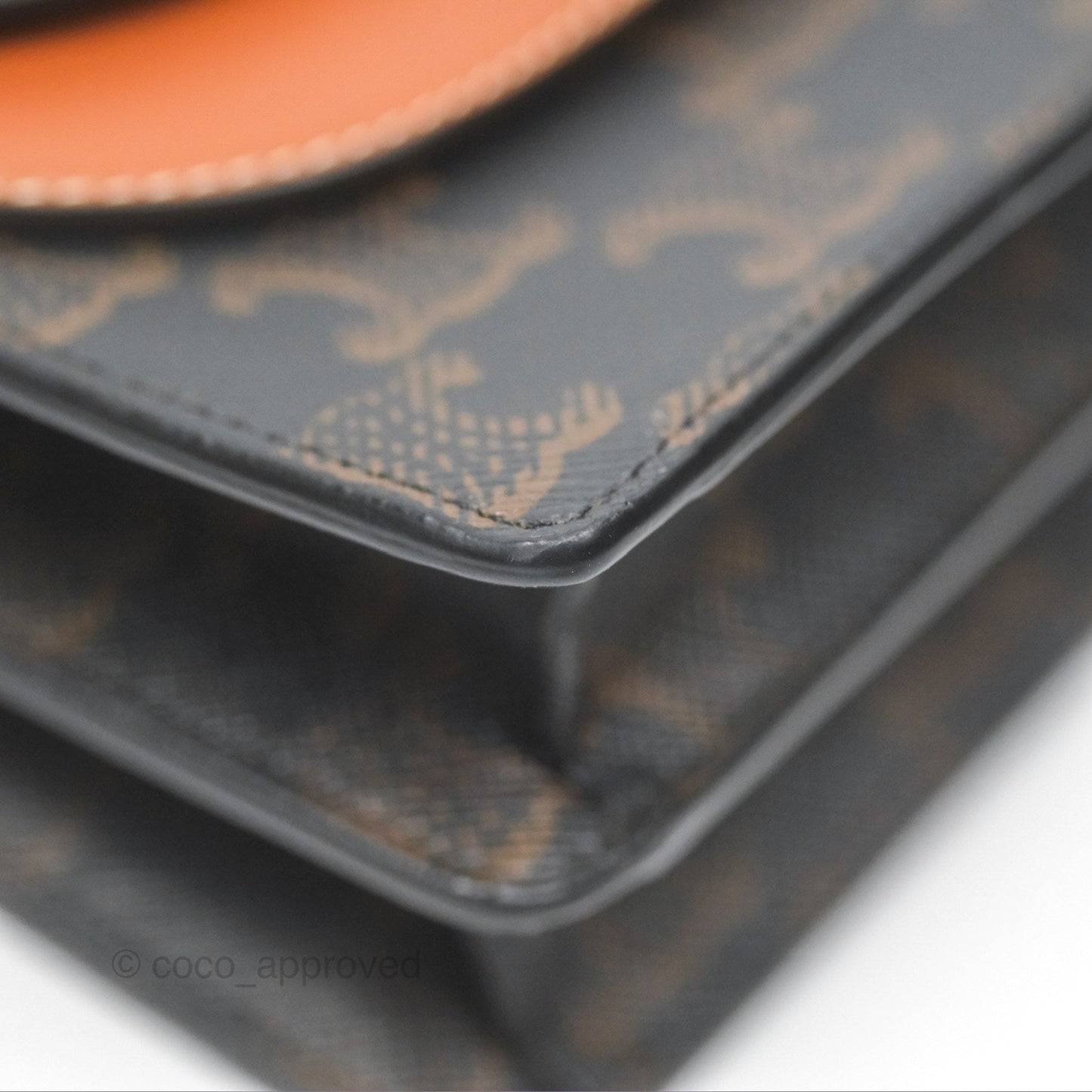 Celine Wallet On Strap Triomphe Canvas Tan Lambskin