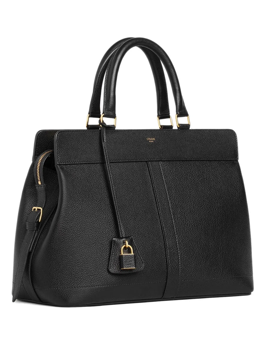 Medium Cabas de France Bag in Grained Calfskin Black