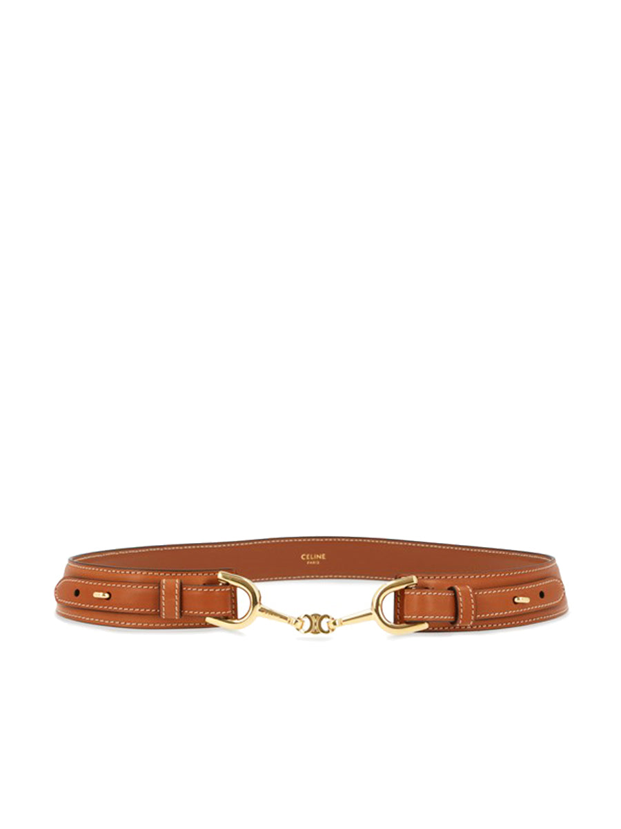 Triomphe Belt with Horsebit in Tan